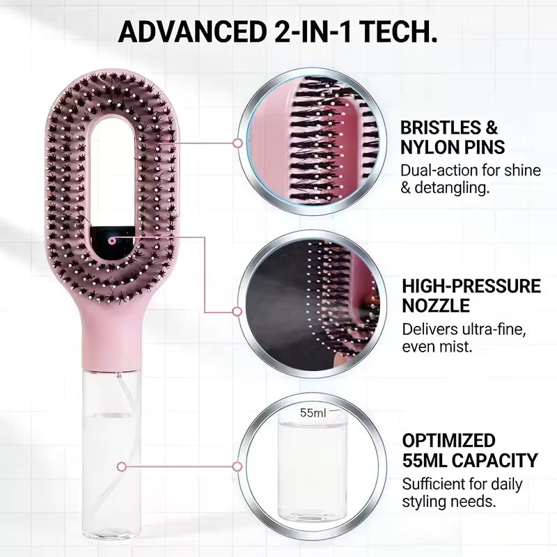 2 in 1 Detangling Hairbrush with Spray Bottle