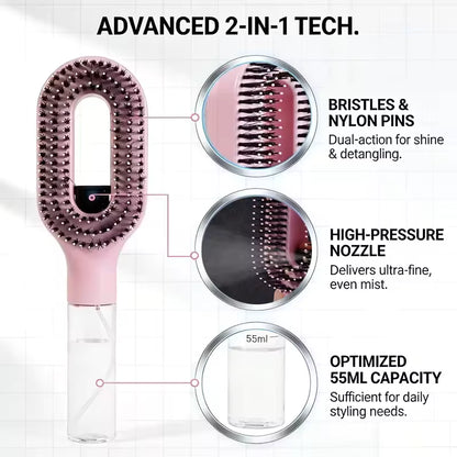 2 in 1 Detangling Hairbrush with Spray Bottle